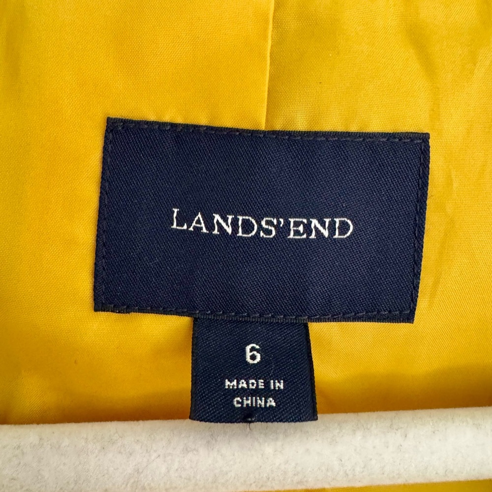 Lands' End Yellow Wool Blend Pea Coat 6 Classic Outerwear Preppy Dopamine Bold - Picture 4 of 6